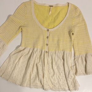 Free People Babydoll Knit Button-Up - S